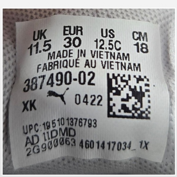 Puma Shoes Kids Size 12.5 White Leather Black Carina Lift Graphic Platform Youth - Picture 14 of 14